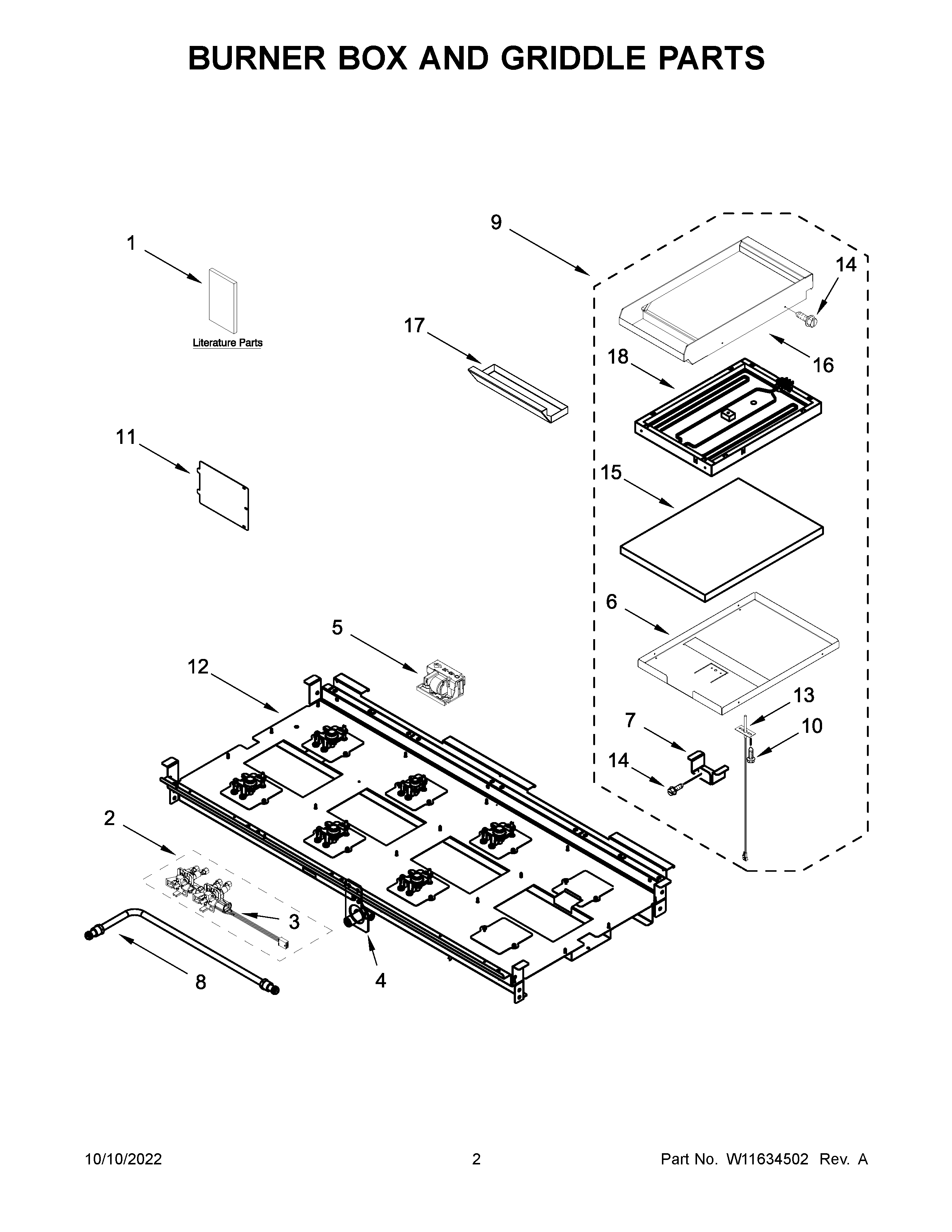 Burner box and griddle parts