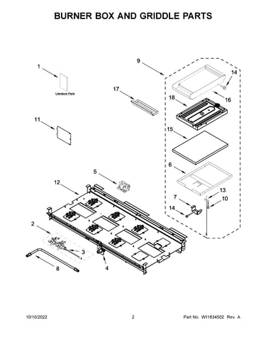 Burner box and griddle parts