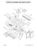 Cooktop, burner and grate parts