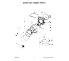 Whirlpool YWCD3090JW0 door and cabinet parts diagram