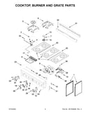 Cooktop, burner and grate parts