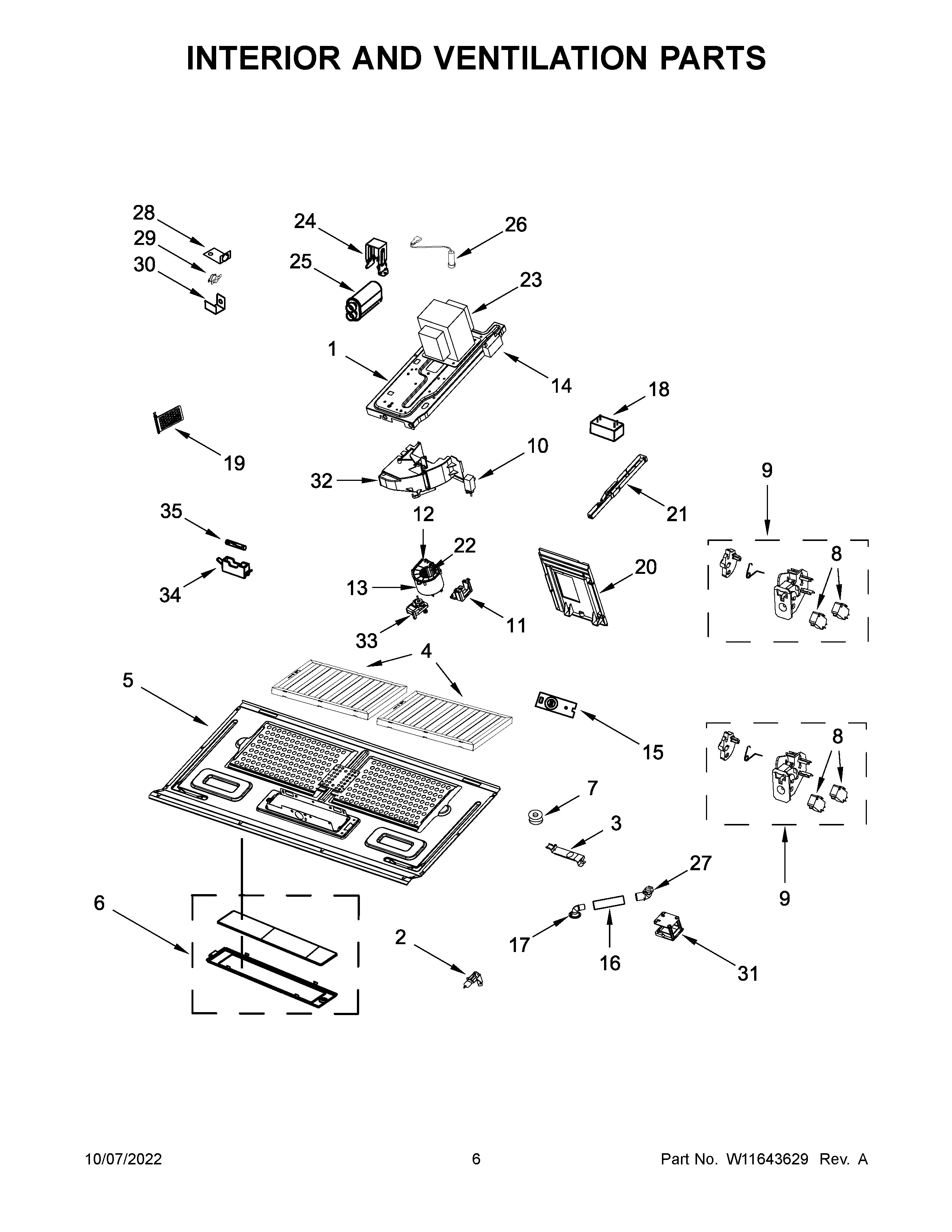 Interior and ventilation parts