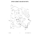 Whirlpool WETLV27HW3 dryer cabinet and motor parts diagram