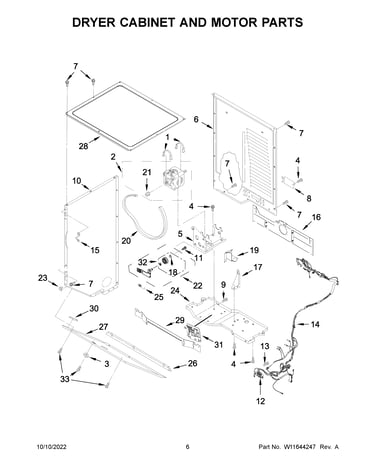 Dryer cabinet and motor parts