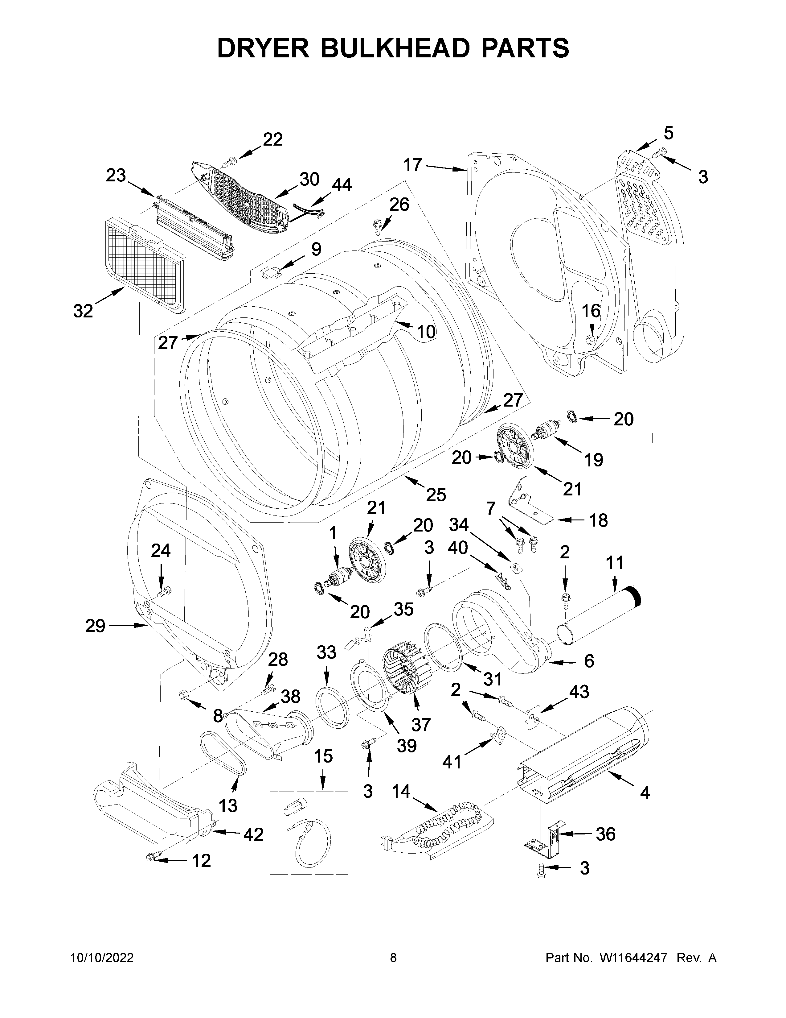 Dryer bulkhead parts