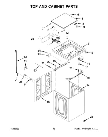 Top and cabinet parts