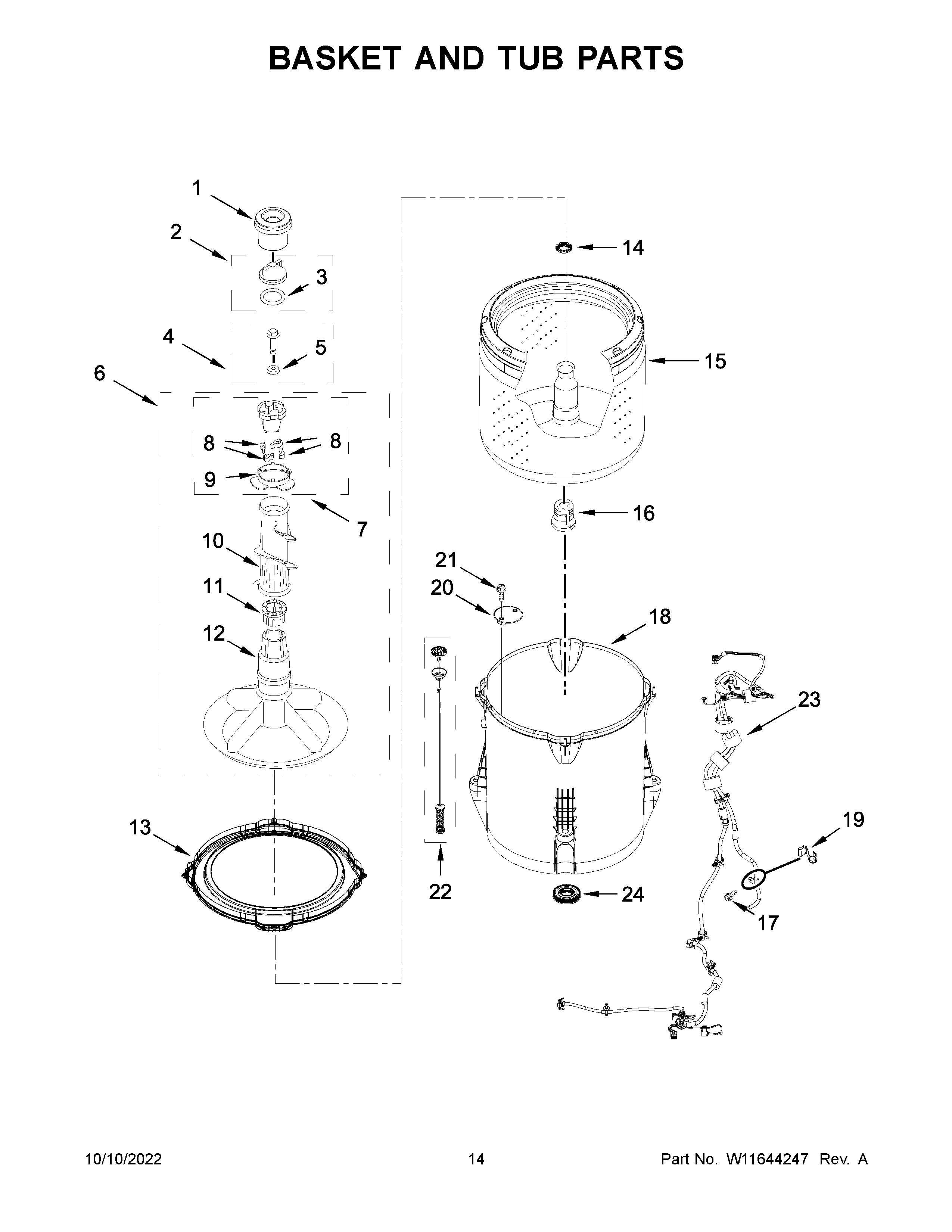 Basket and tub parts