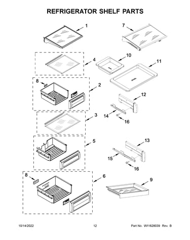 Refrigerator shelf parts