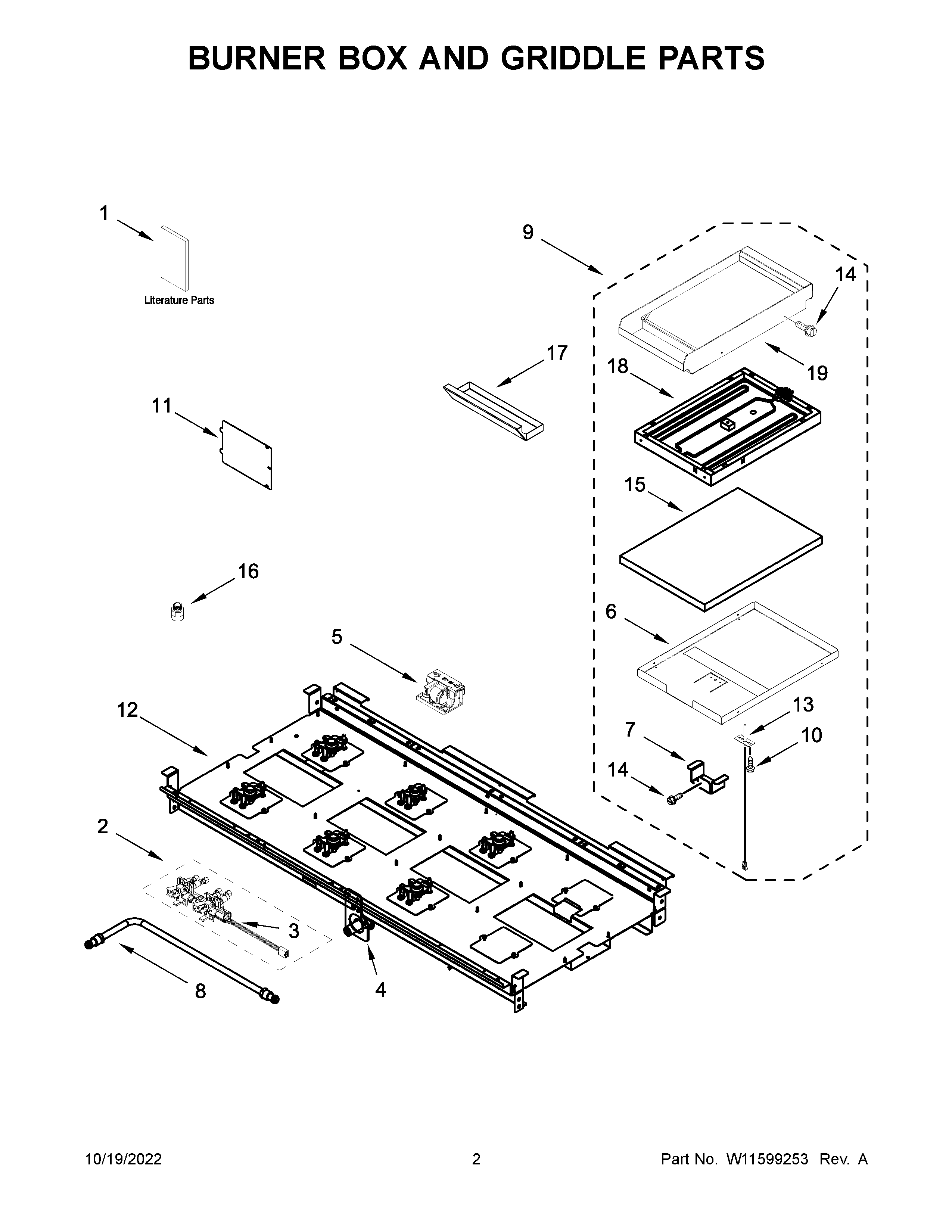 Burner box and griddle parts
