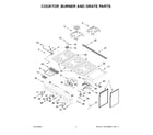 KitchenAid KFDC558JSC01 cooktop, burner and grate parts diagram