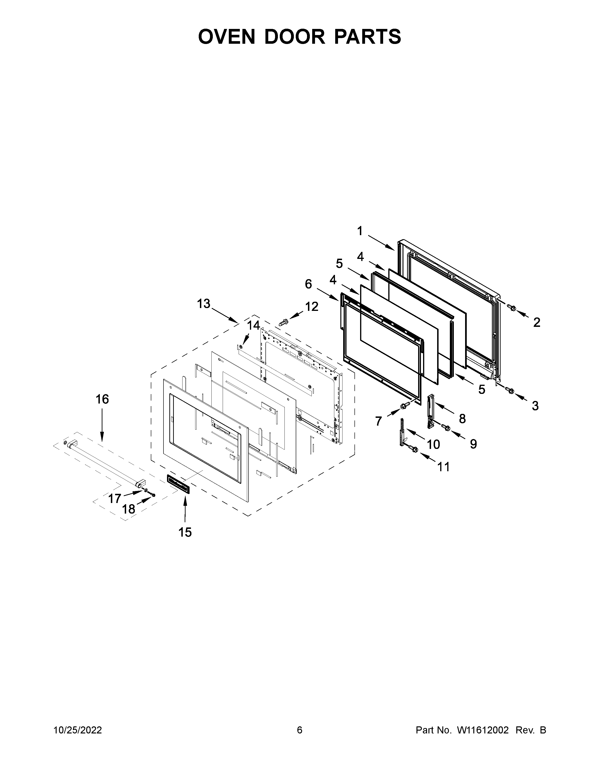 Oven door parts