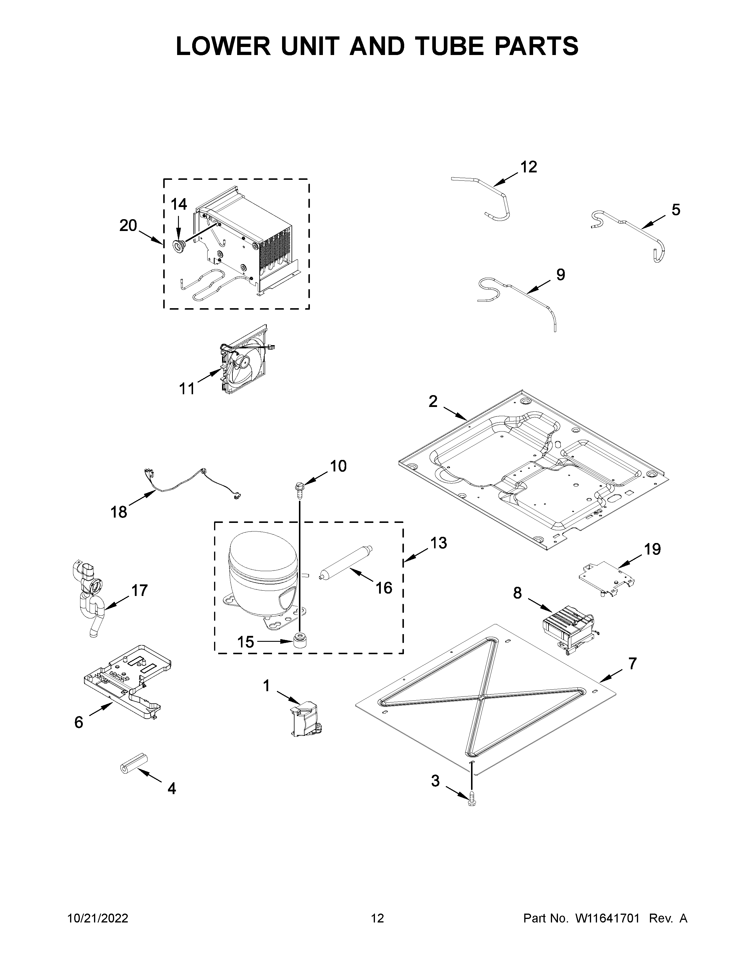 Lower unit and tube parts