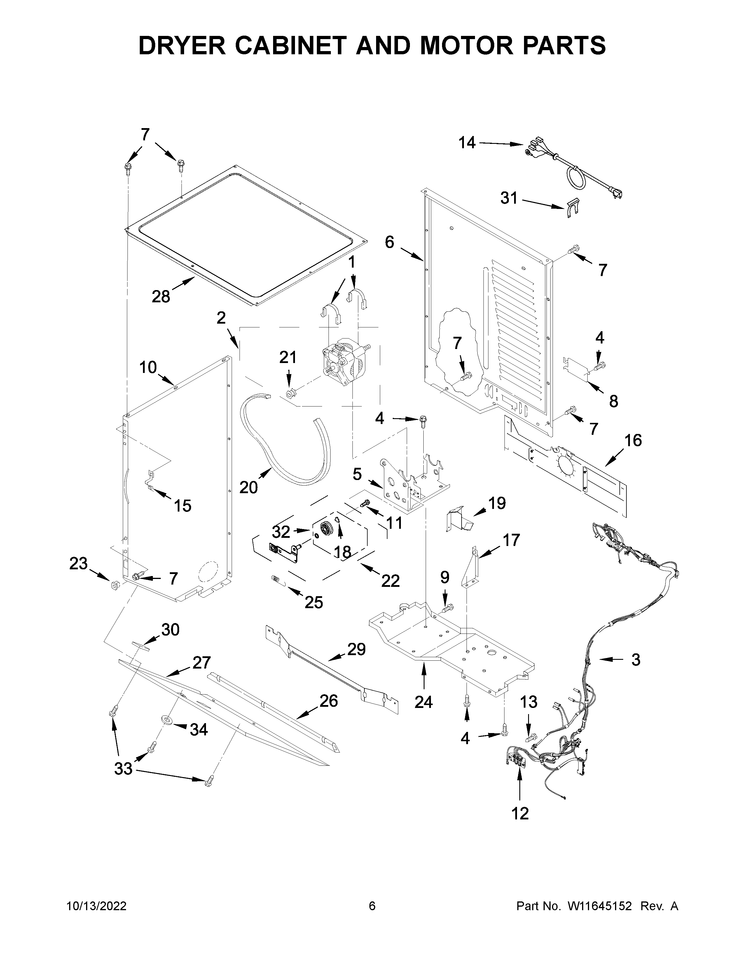 DRYER CABINET AND MOTOR PARTS