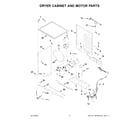 Whirlpool YWET4027HW2 dryer cabinet and motor parts diagram