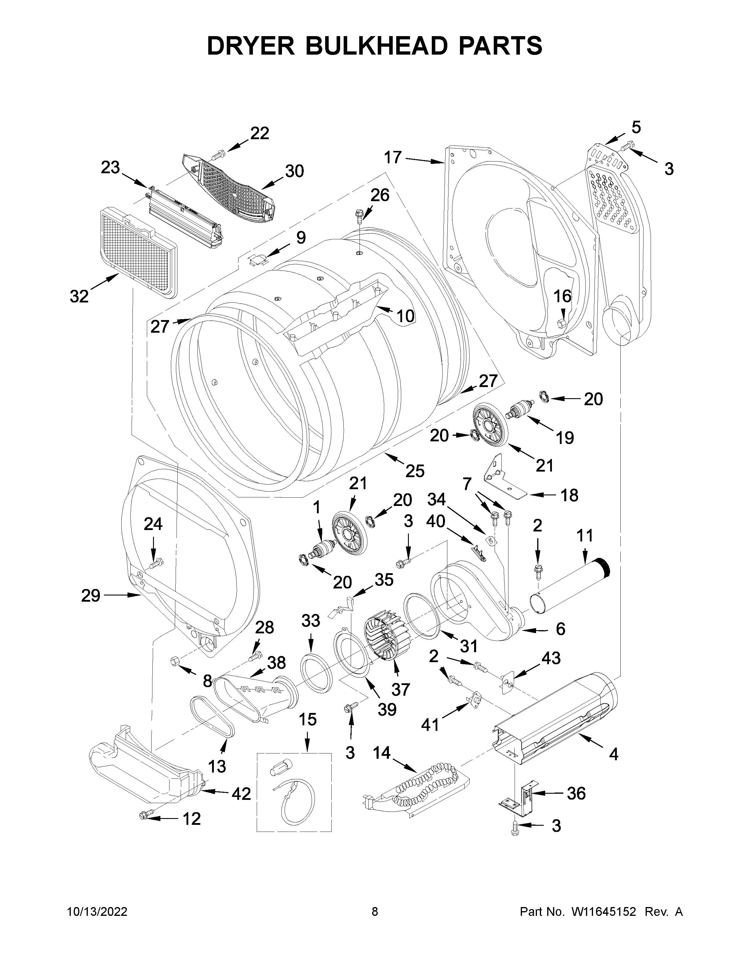 Dryer bulkhead parts