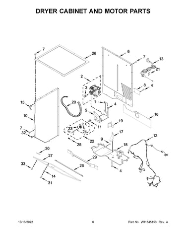 Dryer cabinet and motor parts