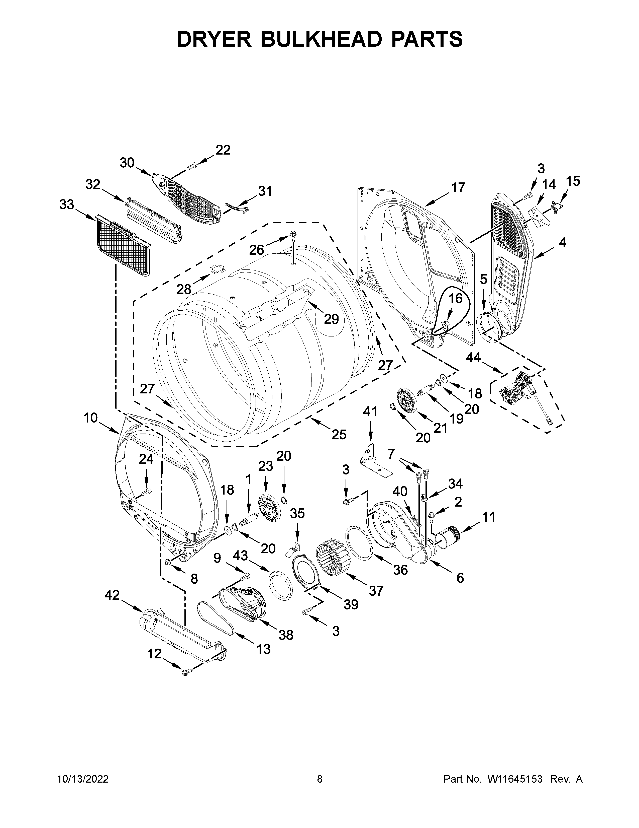 Dryer bulkhead parts