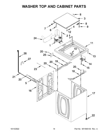 Washer top and cabinet parts