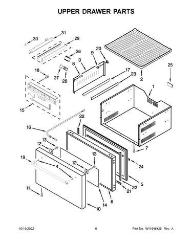 Upper drawer parts