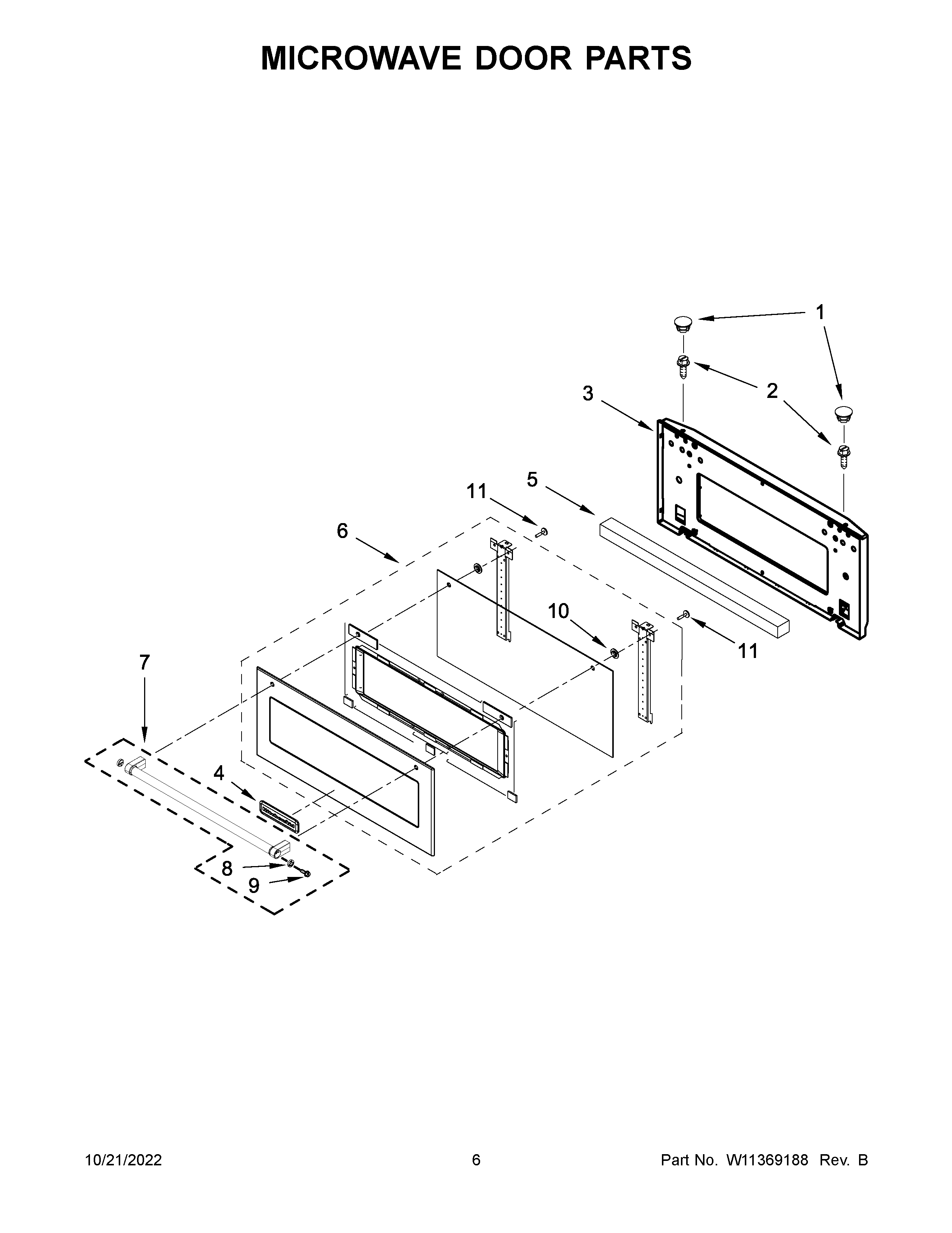 Microwave door parts