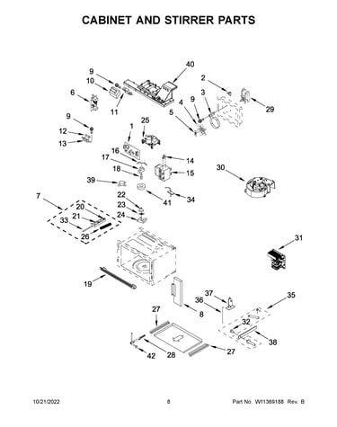 Cabinet and stirrer parts