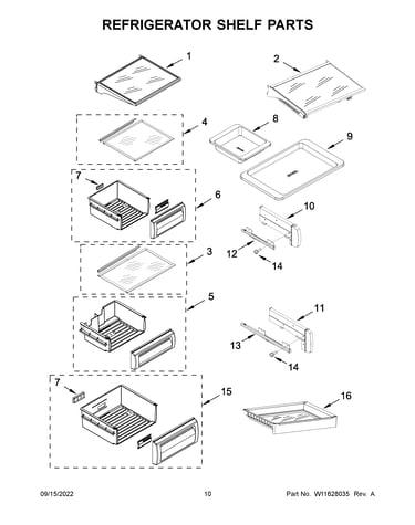 Refrigerator shelf parts