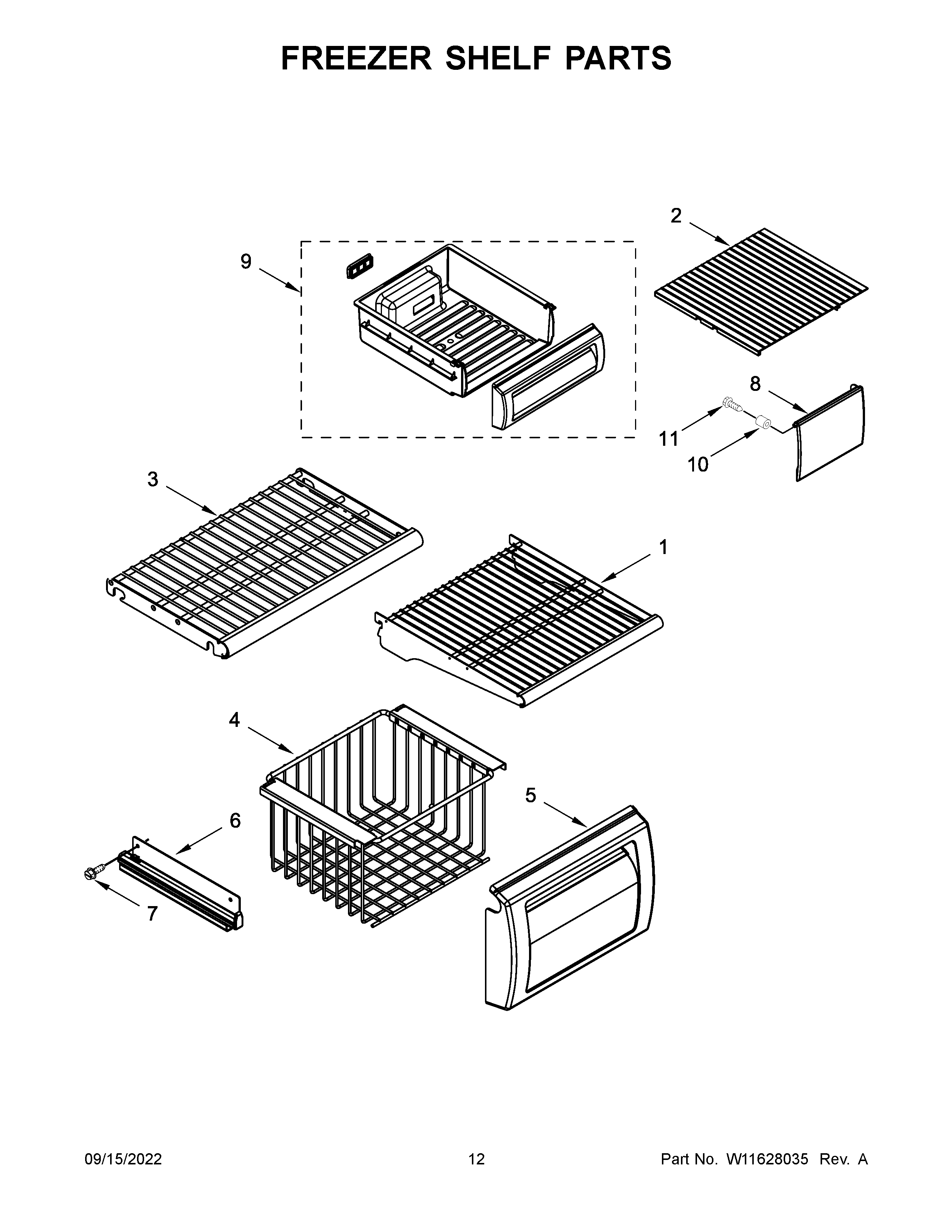 Freezer shelf parts