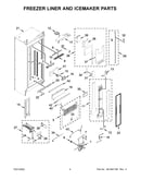 Freezer liner and icemaker parts