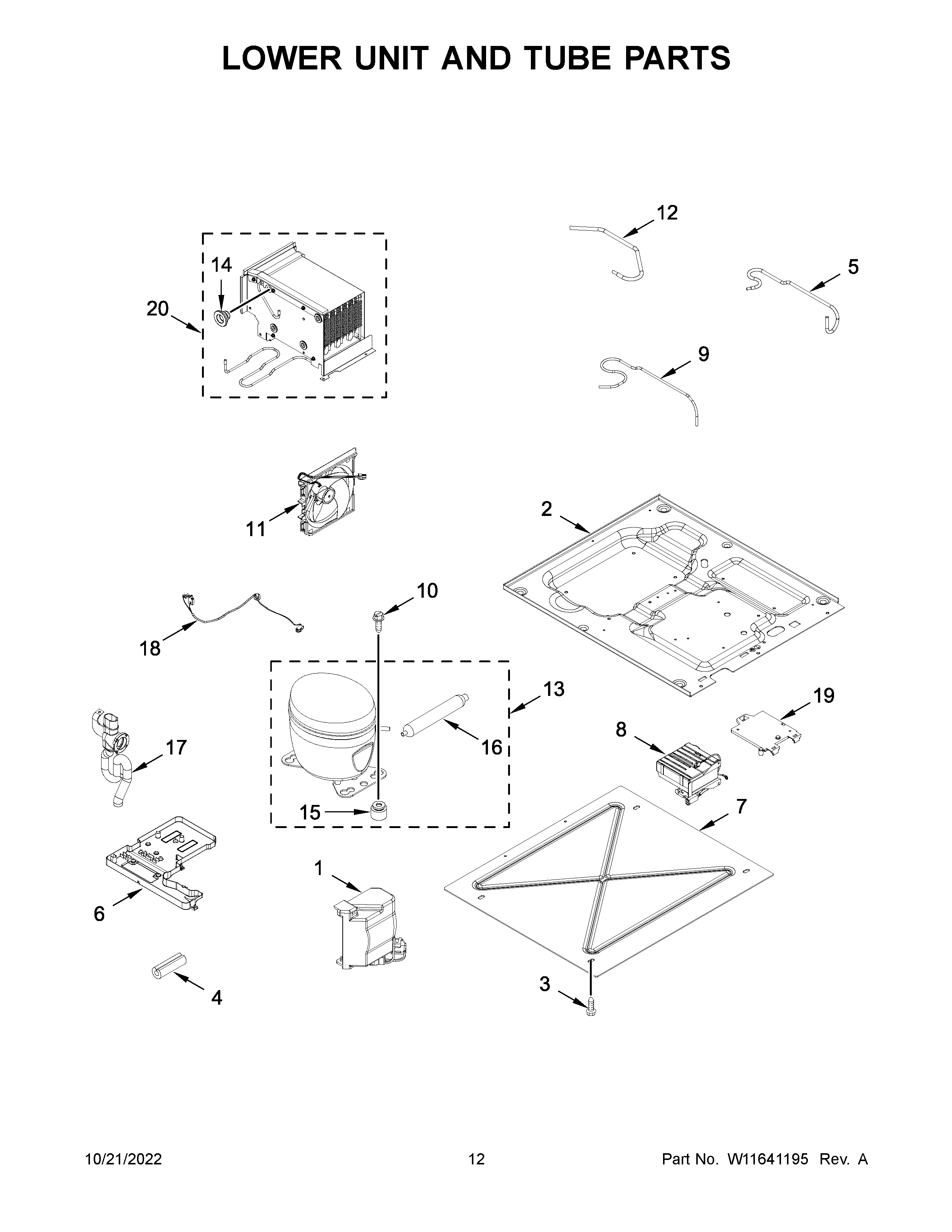 Lower unit and tube parts
