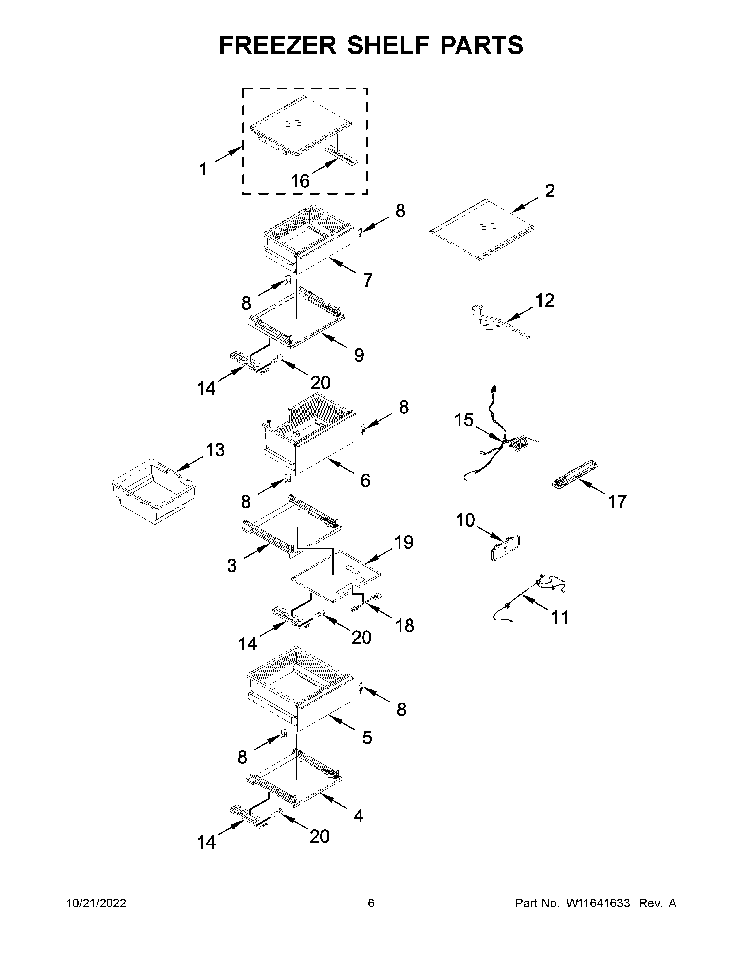 Freezer shelf parts