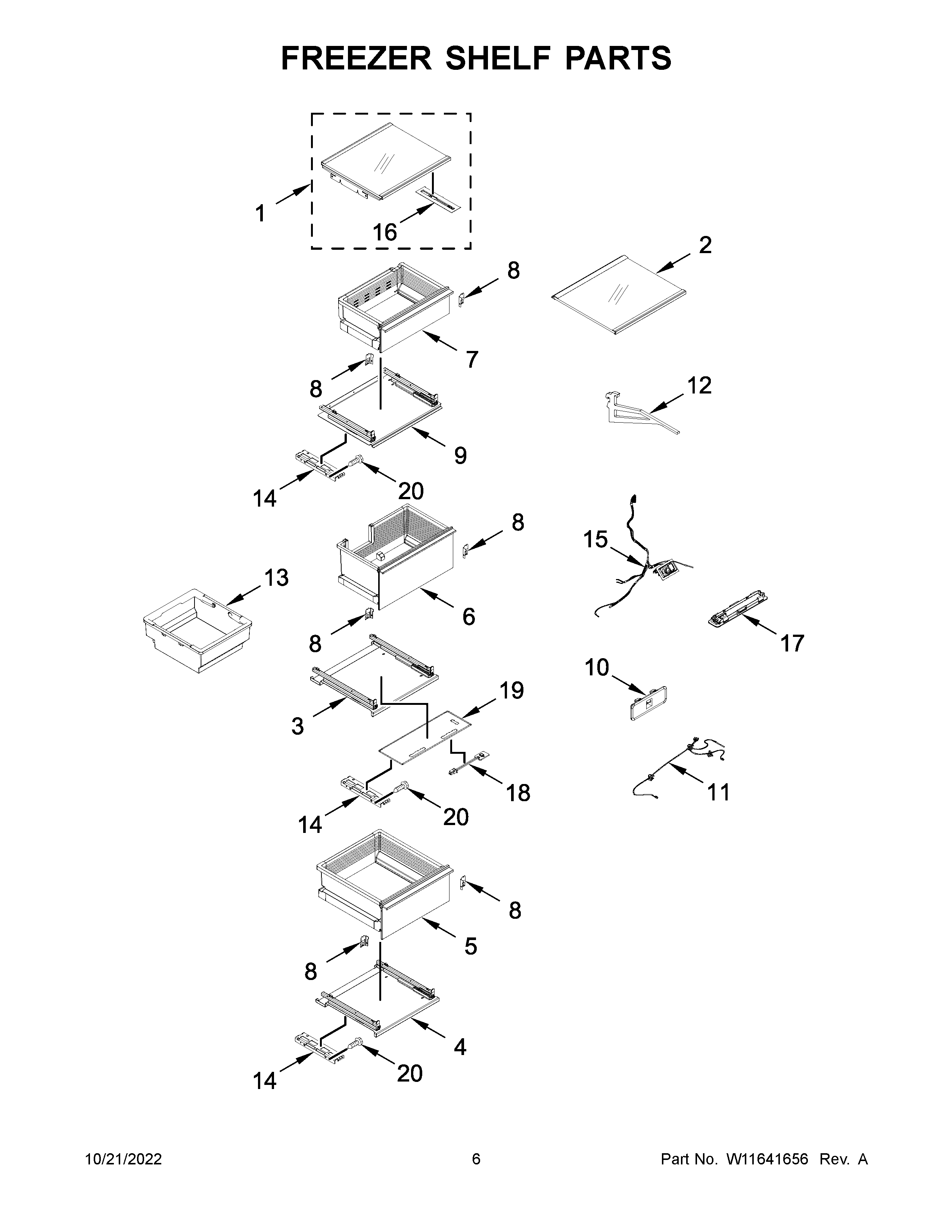 Freezer shelf parts