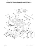 Cooktop, burner and grate parts