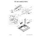 Whirlpool WGD5010LW3 top and console parts diagram