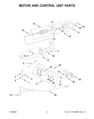 Motor and control unit parts