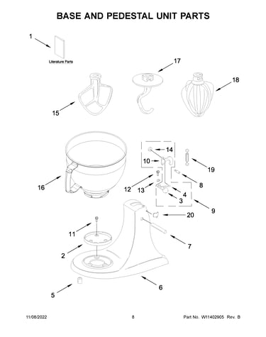 Base and pedestal unit parts