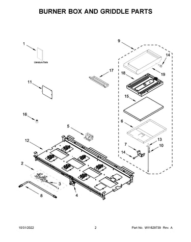 Burner box and griddle parts