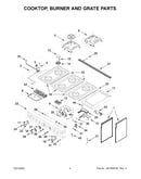 Cooktop, burner and grate parts