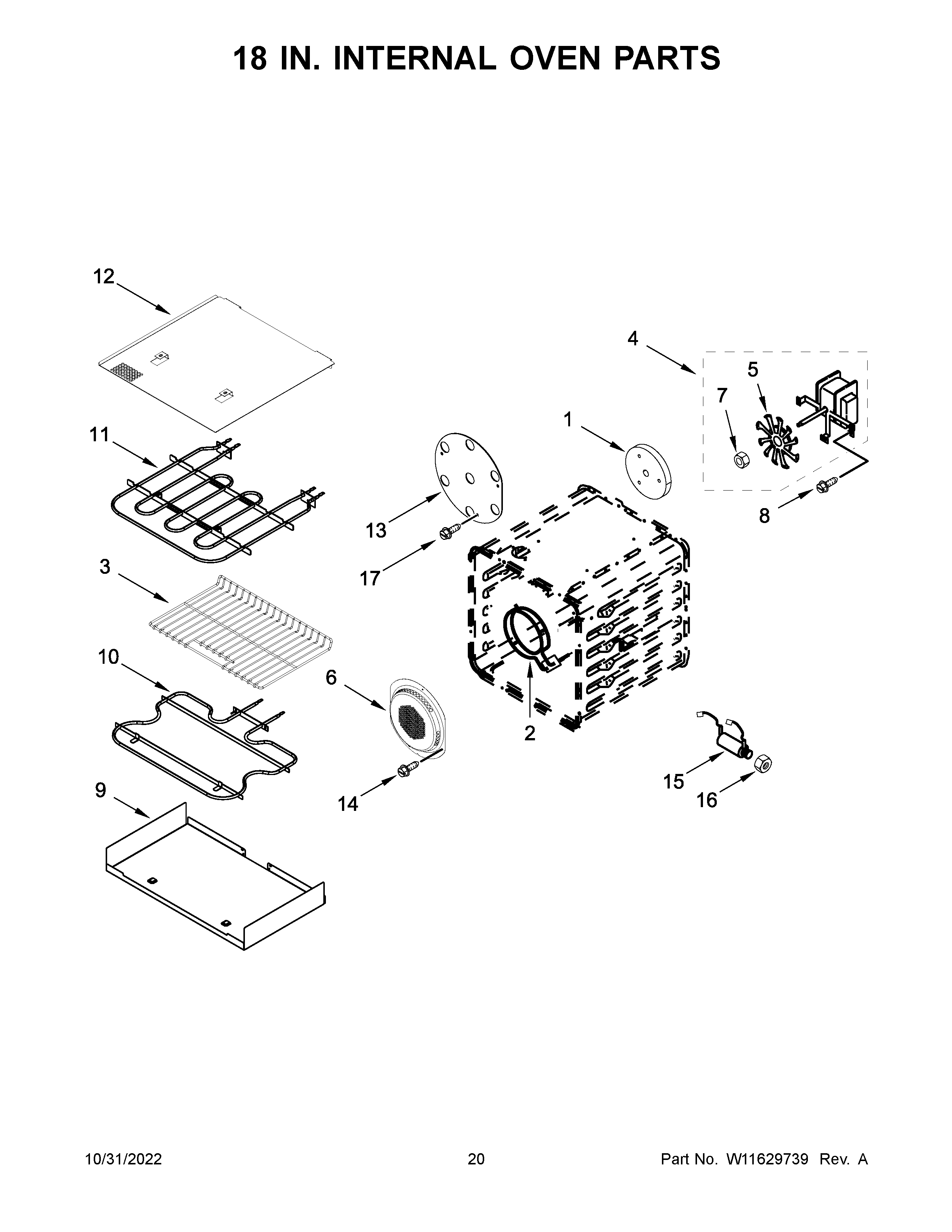 18 IN. INTERNAL OVEN PARTS