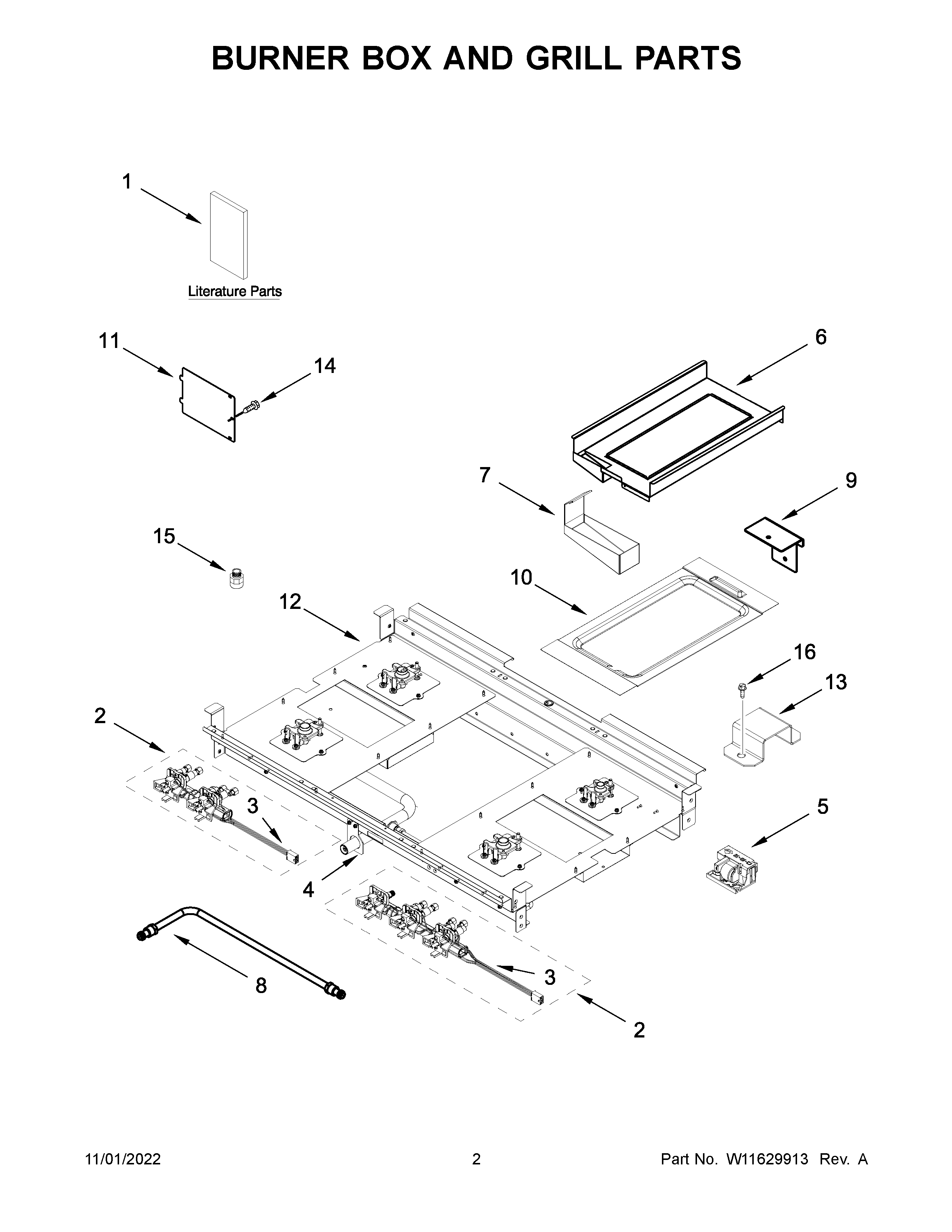 Burner box and grill parts