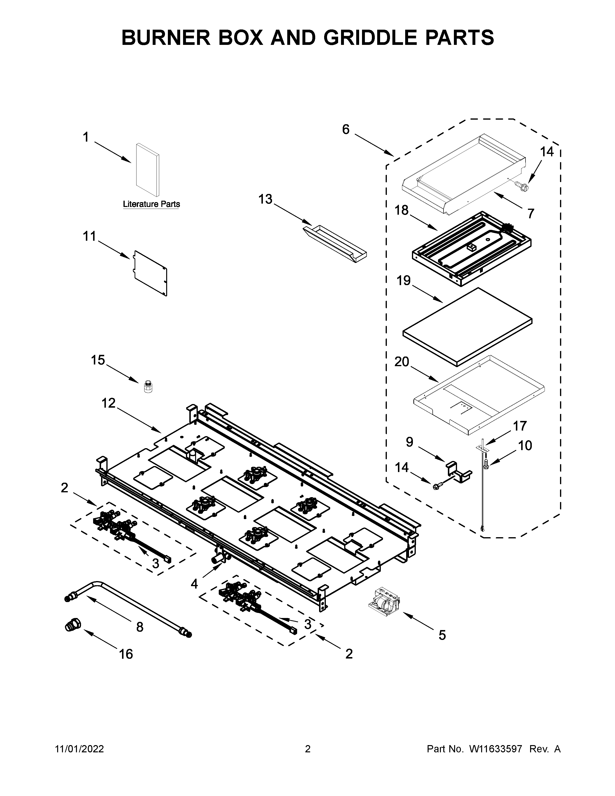 Burner box and griddle parts