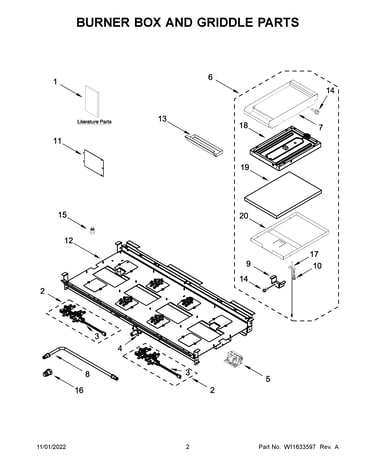 Burner box and griddle parts