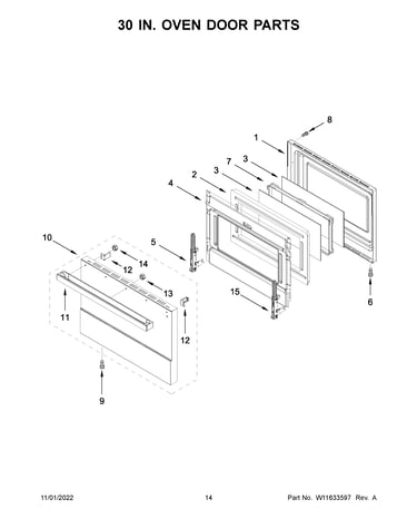 30 in. oven door parts