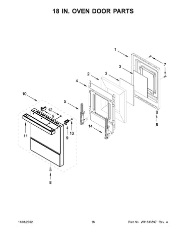 18 in. oven door parts