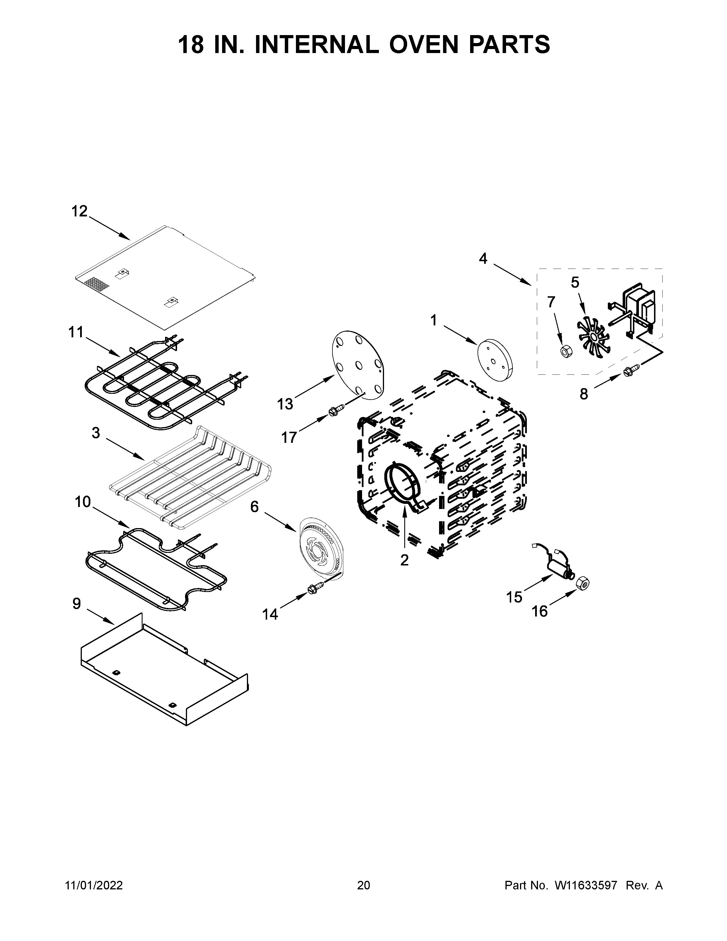 18 IN. INTERNAL OVEN PARTS