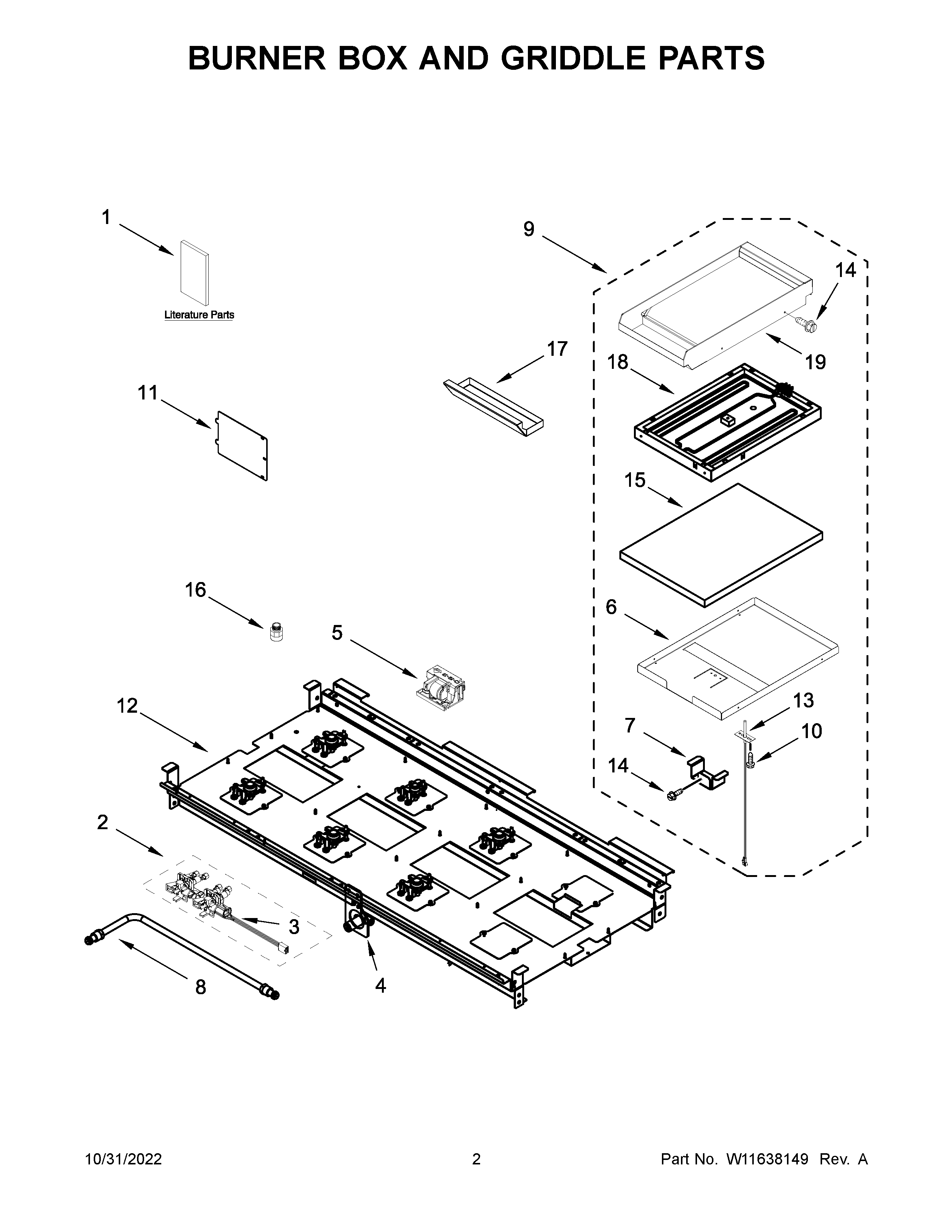 Burner box and griddle parts