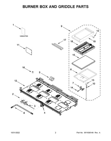 Burner box and griddle parts