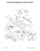Cooktop, burner and grate parts