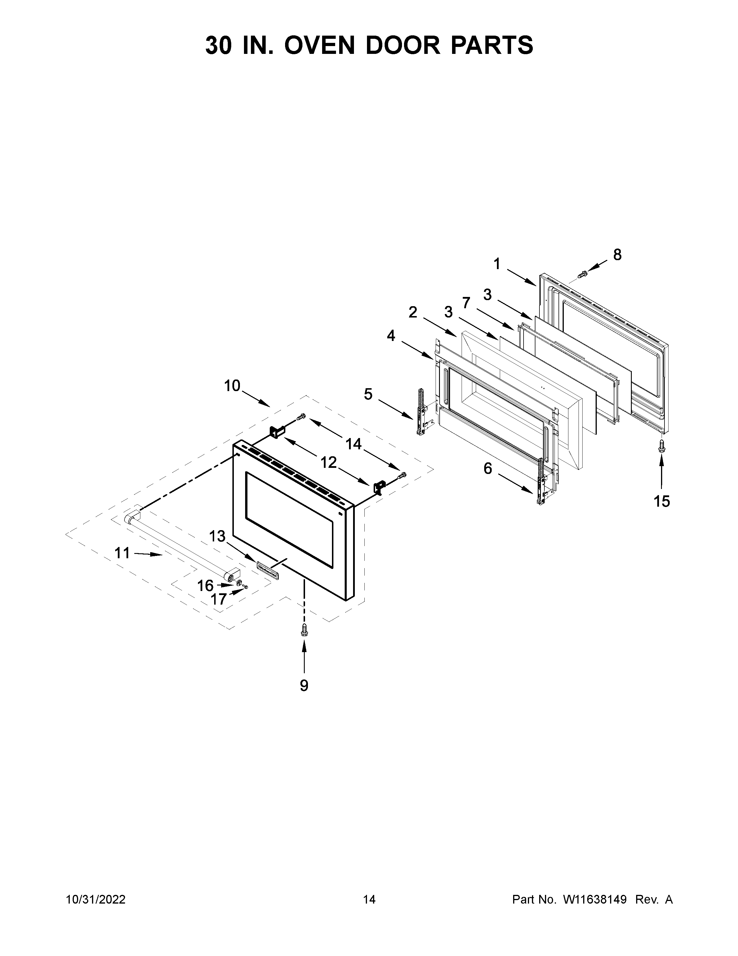 30 IN. OVEN DOOR PARTS