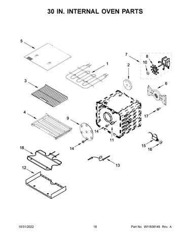 30 in. internal oven parts