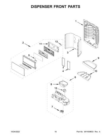 Dispenser front parts